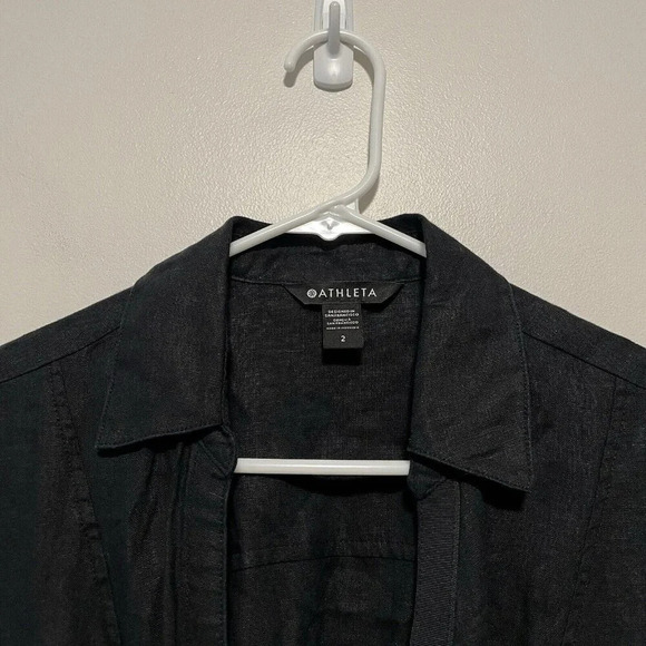Athleta Black Linen Playa Wrap Dress Size 2‎ - Picture 4 of 10